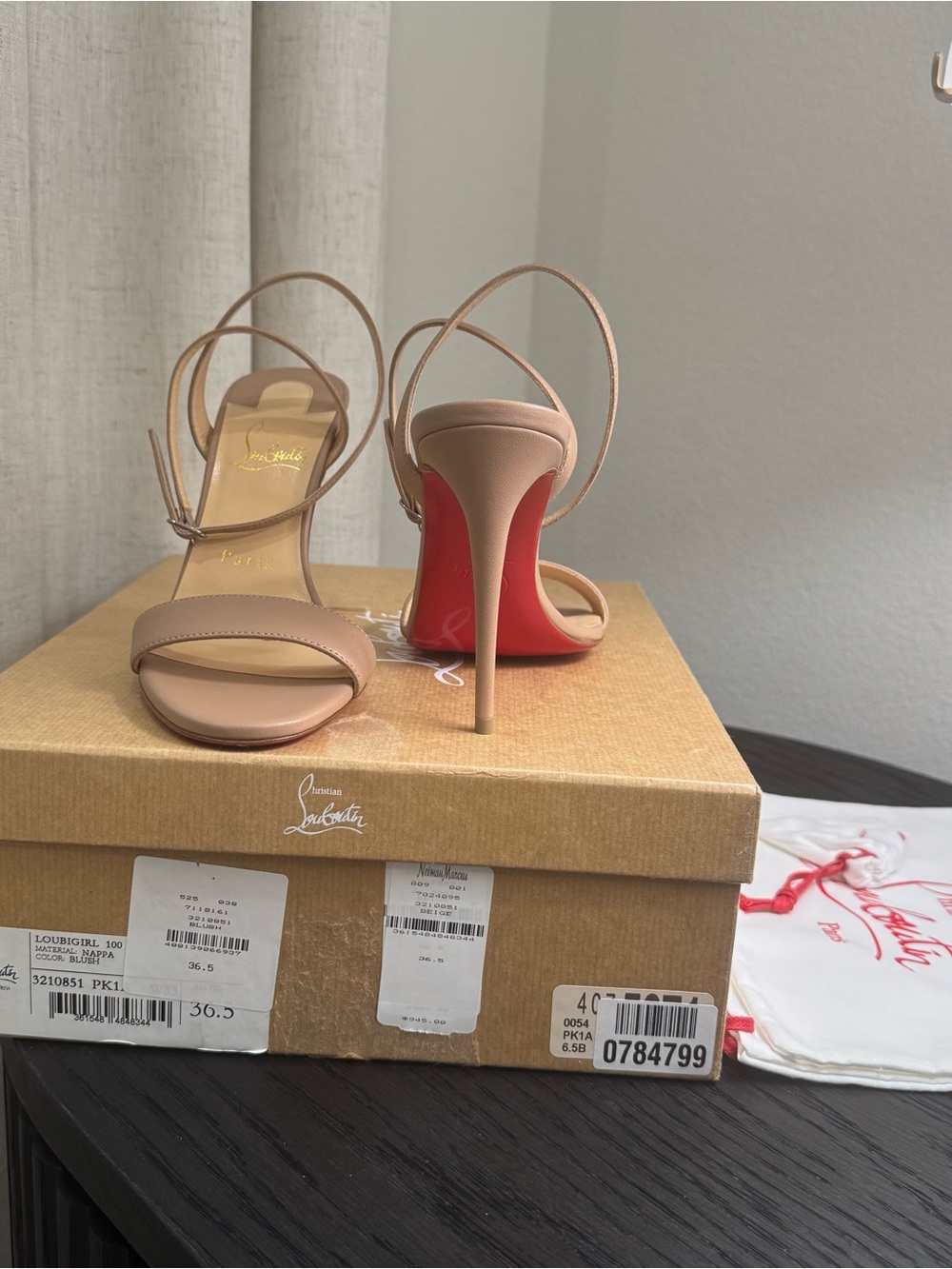 Christian Louboutin Loubigirl 100 Sandals Leather Nude 36.5 - Picture 9 of 9